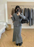 Women Winter Warm Knitted Cardigan With Skirts Sets